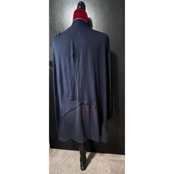 Lane Bryant NWT Navy Size 26/28 Open Front Cardigan Duster Sheer Trim - Picture 6 of 7